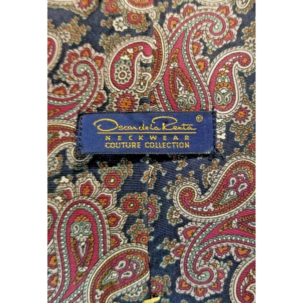 Oscar De La Renta Men's Neck Tie Couture Collection Paisley Pattern Designer